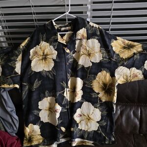 Tommy Bahama Black and Yellow Floral Shirt Jacket